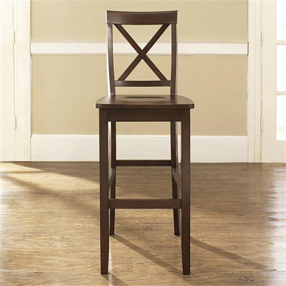 Crosley Furniture 30" Wood X Back Bar Stool in Mahogany (Set of 2)