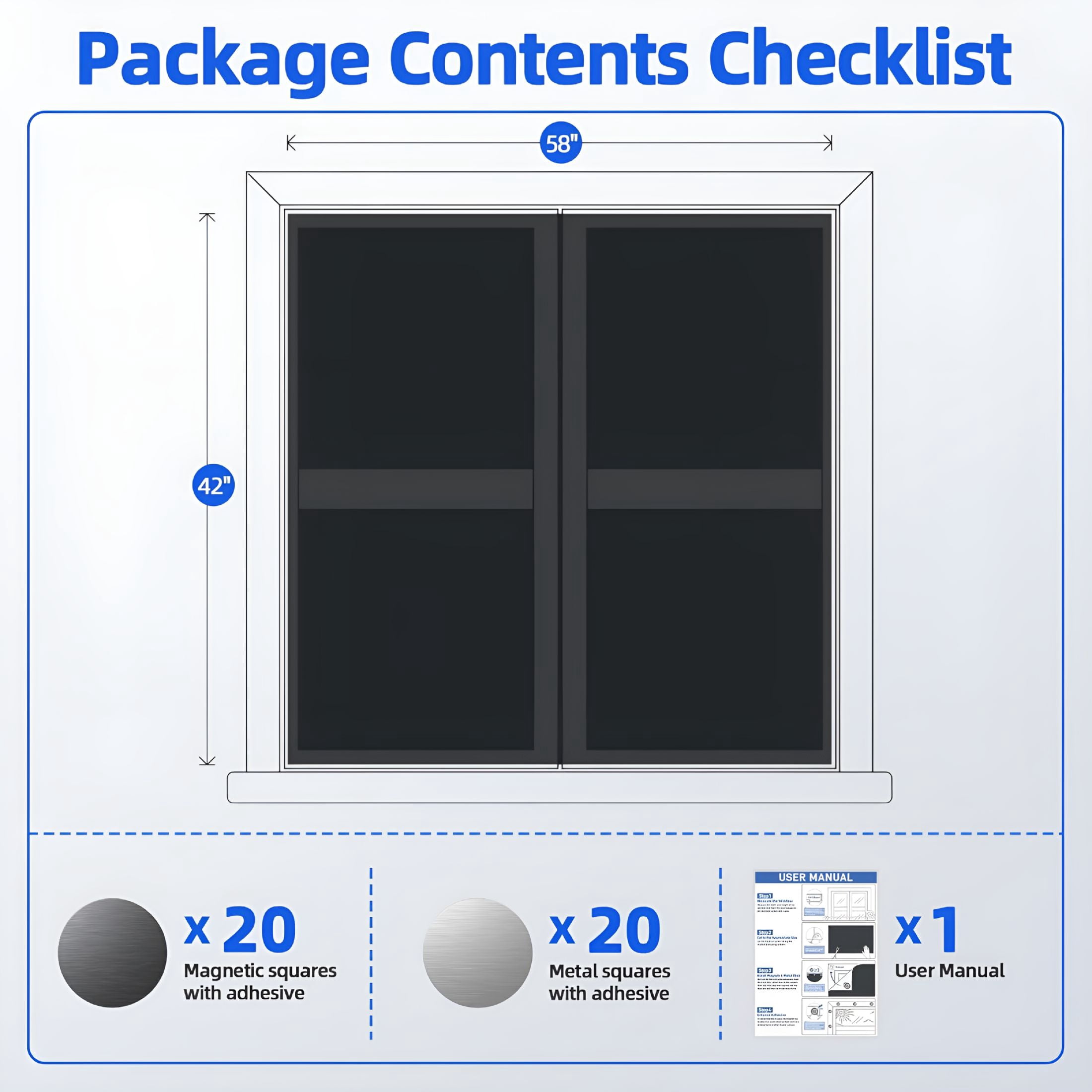 ARLAJO Magnetic Blackout Window Cover with Strong Magnets 42 58 Portable Curtains for