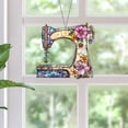 thumbnail image 4 of HuiXinOu Sewing Machine Acrylic Wall Decor, Flat Hanging Craft Room Art, Gift for Tailor, Seamstress, 8 Inch Decorative Pendant with Ribbon, 4 of 6