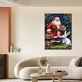 thumbnail image 6 of Vintage Christmas Santa Claus and the Rabbit Wall Art Paint Framed - Xmas Festive Winter Holiday Christmas Wall Decor Canvas Print for Living Room Kitchen Home Bedroom Decor, 6 of 9