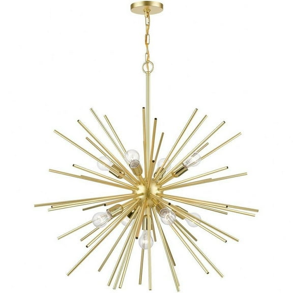 9 Light Foyer Pendant in Sculptural Style-34.38 inches Tall and 34 inches Wide-Soft Gold/Polished Brass Finish Bailey Street Home 218-Bel-4829105
