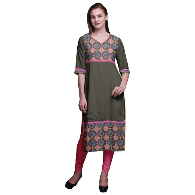 Bimba Tuniques Droites pour Femmes Kurta Imprimée Tenue d'Été Kurti pour Dames