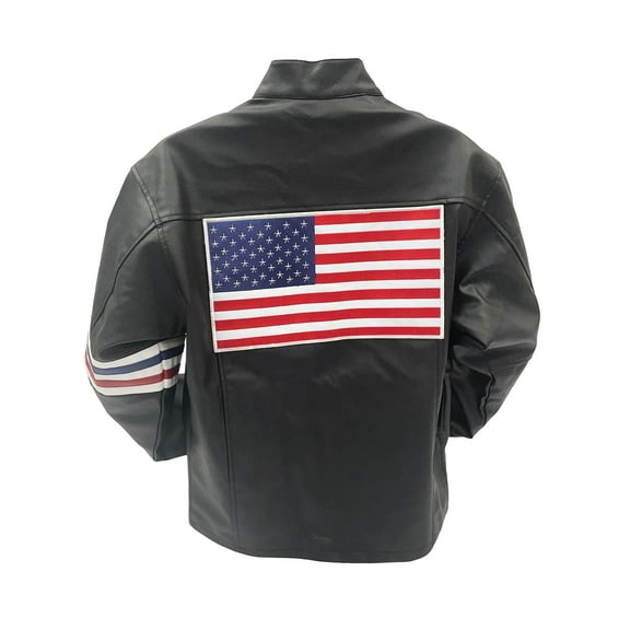 Wyatt Williams American Flag Faux Leather Jacket - Mens 2XL