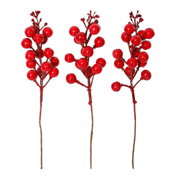 7 Inch Artificial Red Berry Picks for Christmas Tree Burgundy Red Berries Stems Holly Berry Branches Ornaments Wreath Crafts Wedding Holiday Season Winter Home Decor