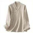 thumbnail image 1 of Blouse Décontractée à Manches Longues pour Femmes Chemise Boutonnée Col Incliné Design Unique Coupe Ample Décontractée Haut Quotidien Polyester Léger Silhouette Fluide, 1 of 6