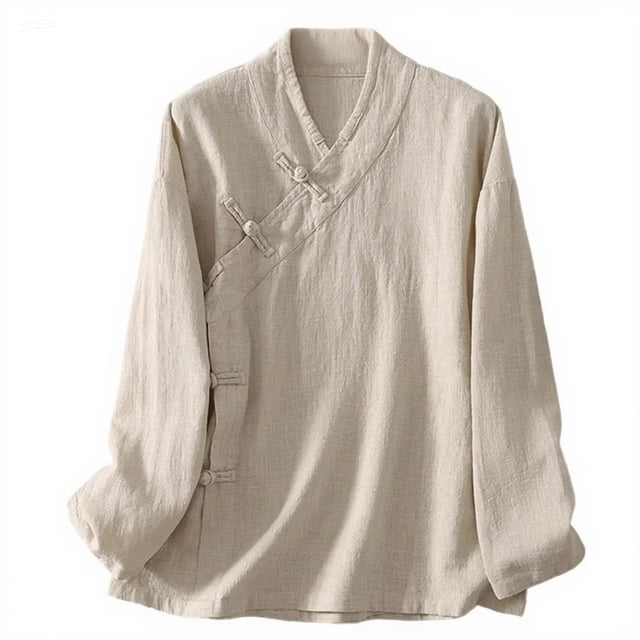 Blouse Décontractée à Manches Longues pour Femmes Chemise Boutonnée Col Incliné Design Unique Coupe Ample Décontractée Haut Quotidien Polyester Léger Silhouette Fluide