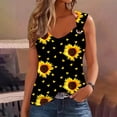 thumbnail image 2 of Penkiiy Summer Tank Tops for Women Sleeveless V Neck Printed Tshirt Loose Fit Casual Hole Straps Blouses Workout Camisolel S Black, 2 of 4