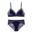 thumbnail image 4 of Lace Push-up Bra Women Lightly Lined Bra Feature V-Neck Balconette Bra Style W-779 Navy S, 4 of 6