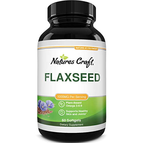 Omega Flaxseed Oil 1000mg Softgels - Flax Seed Oil Softgels for Brain Support and Heart Health - Natural Omega 3 6 9 Supplement for Hair Skin and Nails