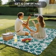 thumbnail image 4 of Teal Green Outdoor Rug for Patio/Deck/Porch, Non-Slip Large Area Rug 6 x 9 Ft, Vintage Abstract Geometric Texture Indoor Outdoor Rugs Washable Area Rugs, Reversible Camping Rug Carpet Runner, 4 of 8