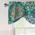 thumbnail image 4 of Green Boho Tie Up Valance Curtains for Windows, Kitchen Curtains Window Treatments, Shabby Vintage Ethnic Abstract Floral Art Short Window Shades Valances for Bedroom Bathroom Cafe 42"x18", 4 of 8