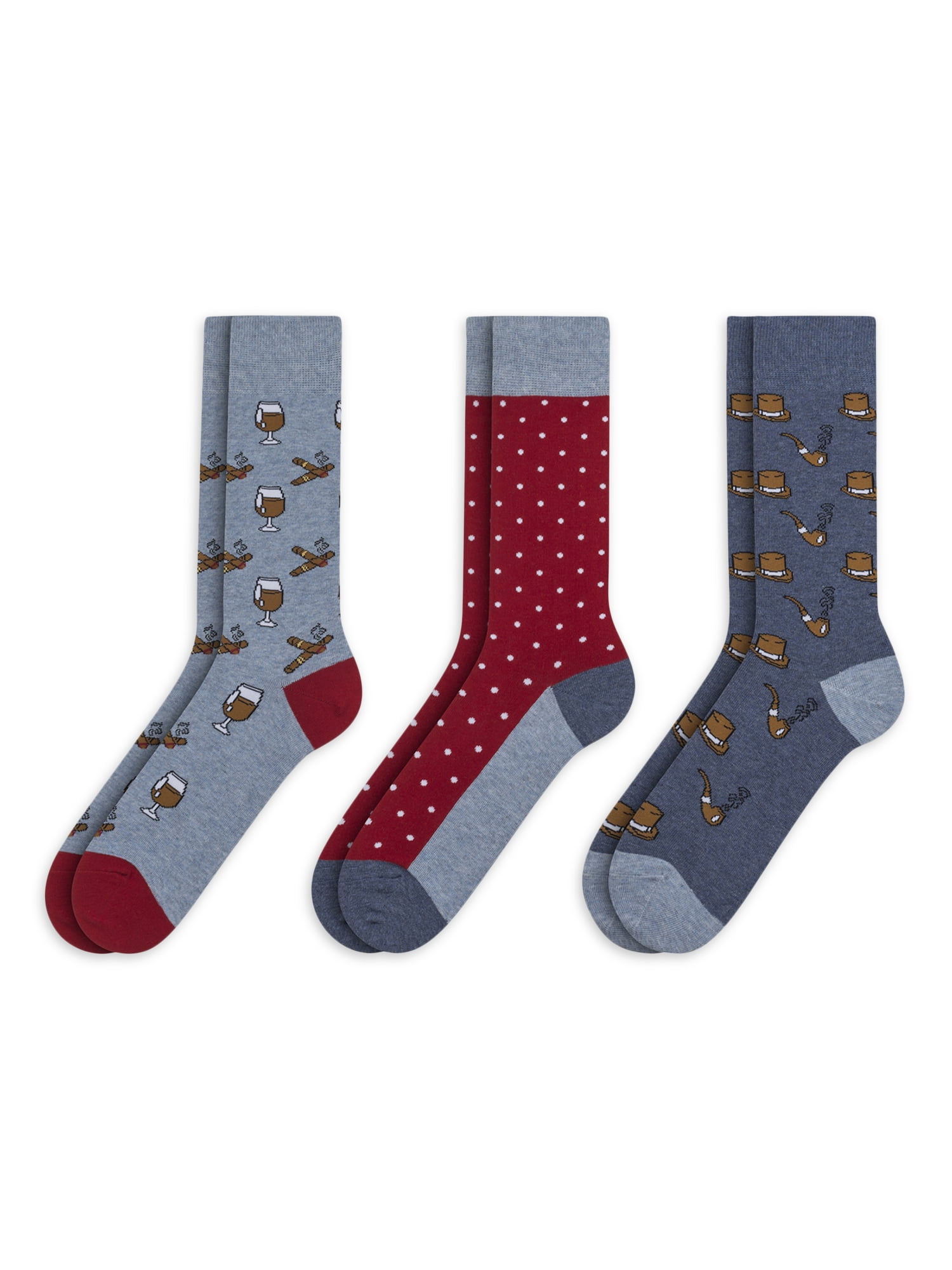 Men's 3 Pack Cotton Novelty Crew Socks