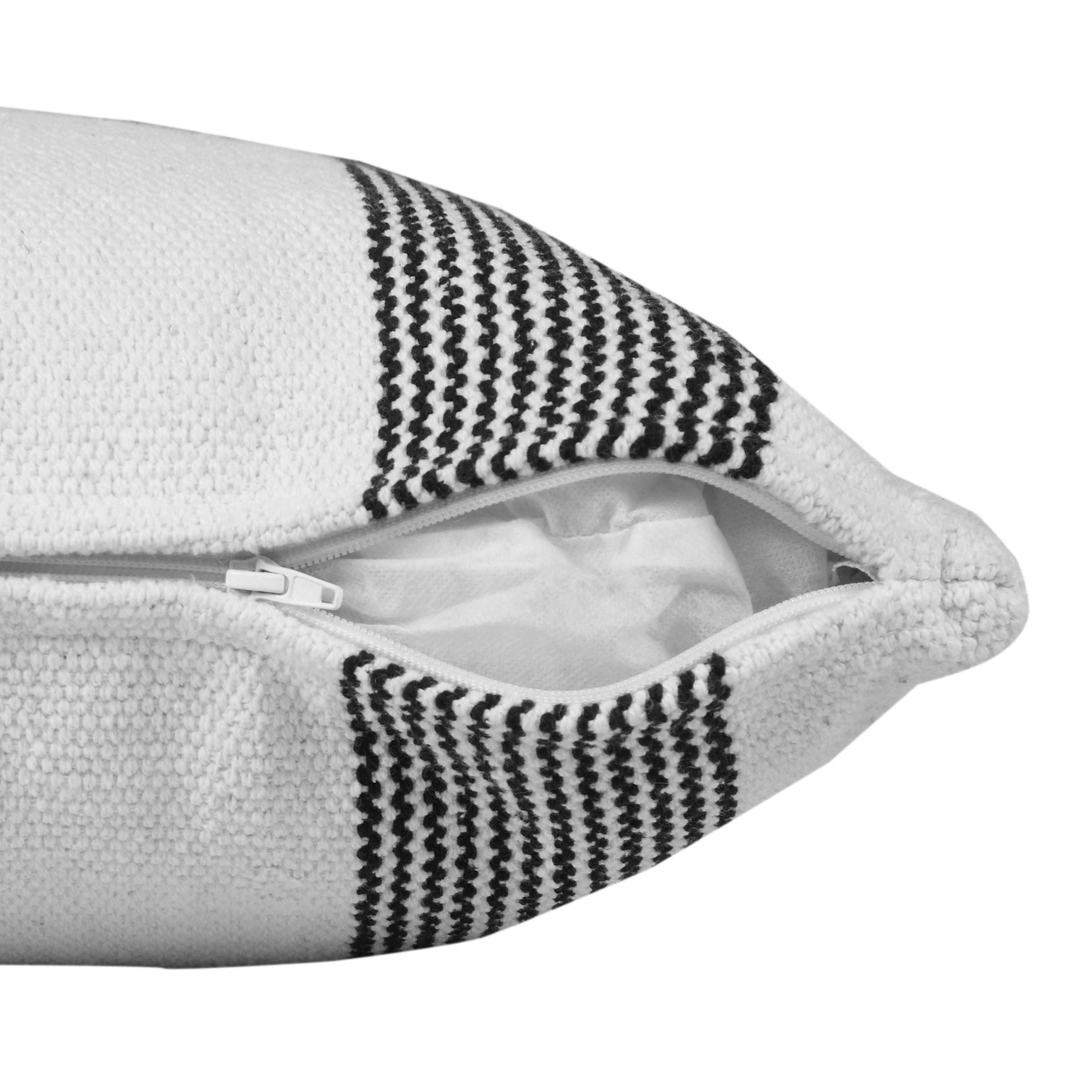 Ox Bay Cassidy Black/White Striped Cotton Adult Decorative Throw Pillow