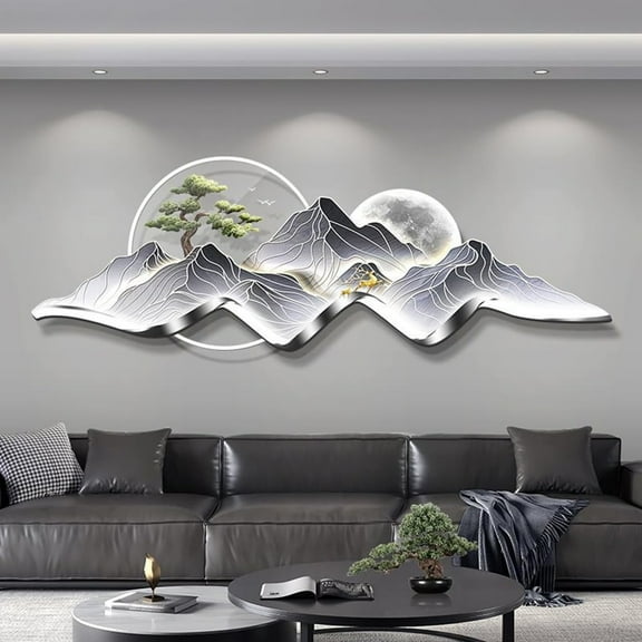 Wall Hanging Decor with Ligth, 3D Wall Hanging Mural for Bedroom, Power Supply Led Wall Art, Creative Landscape Wall Sculptures for Bedroom Living, 120*40cm