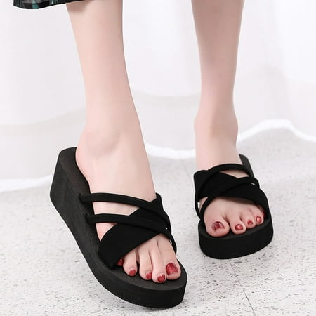 

Women Summer Breathable Open Toe Fashion Non-Slip Wedge Slippers Beach Shoes Cowboy Slippers for Women Slippers Womens Size 11 Summer Slippers for Women Indoor Washable Womens Mukluk Slippers