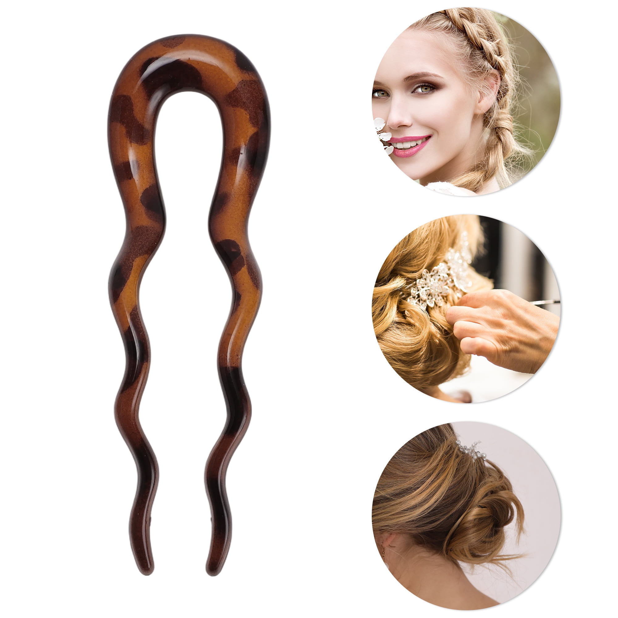 Unique Bargains U-shaped Hair Pin 3.94"x1.18" 1 Pc Brown
