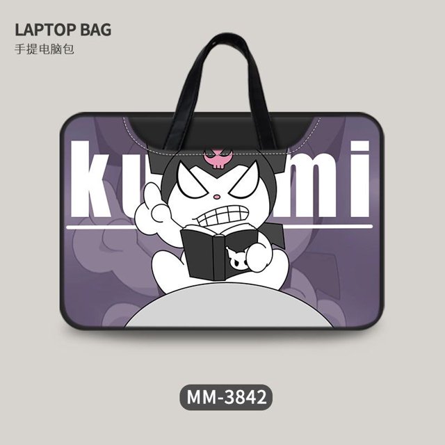 Sanrio anime series Kuromi-bolsa negra para ordenador portátil, bolsa de almacenamiento bonita de dibujos animados para mujer, iPad air14/11 /14/16 pulgadas, regalo sorpresa