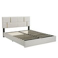 thumbnail image 4 of Queen Size Upholstered Platform Bed with Hydraulic Storage System,No Box Spring Needed,Beige, 4 of 9
