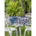 thumbnail image 3 of Outdoor Tablecloth with Umbrella Hole for Patio/Picnic/Party/Camping, Boho Blue Striped Waterproof Table Cloth Round Cover Washable, Ethnic Tribe Southwestern Diamond (Dia 54"), 3 of 9