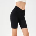 thumbnail image 3 of REALiKUN Beach Shorts for Women Crossover High Waisted Athletic Running Yoga Short Ruched Booty Lifting Leggings, 3 of 3