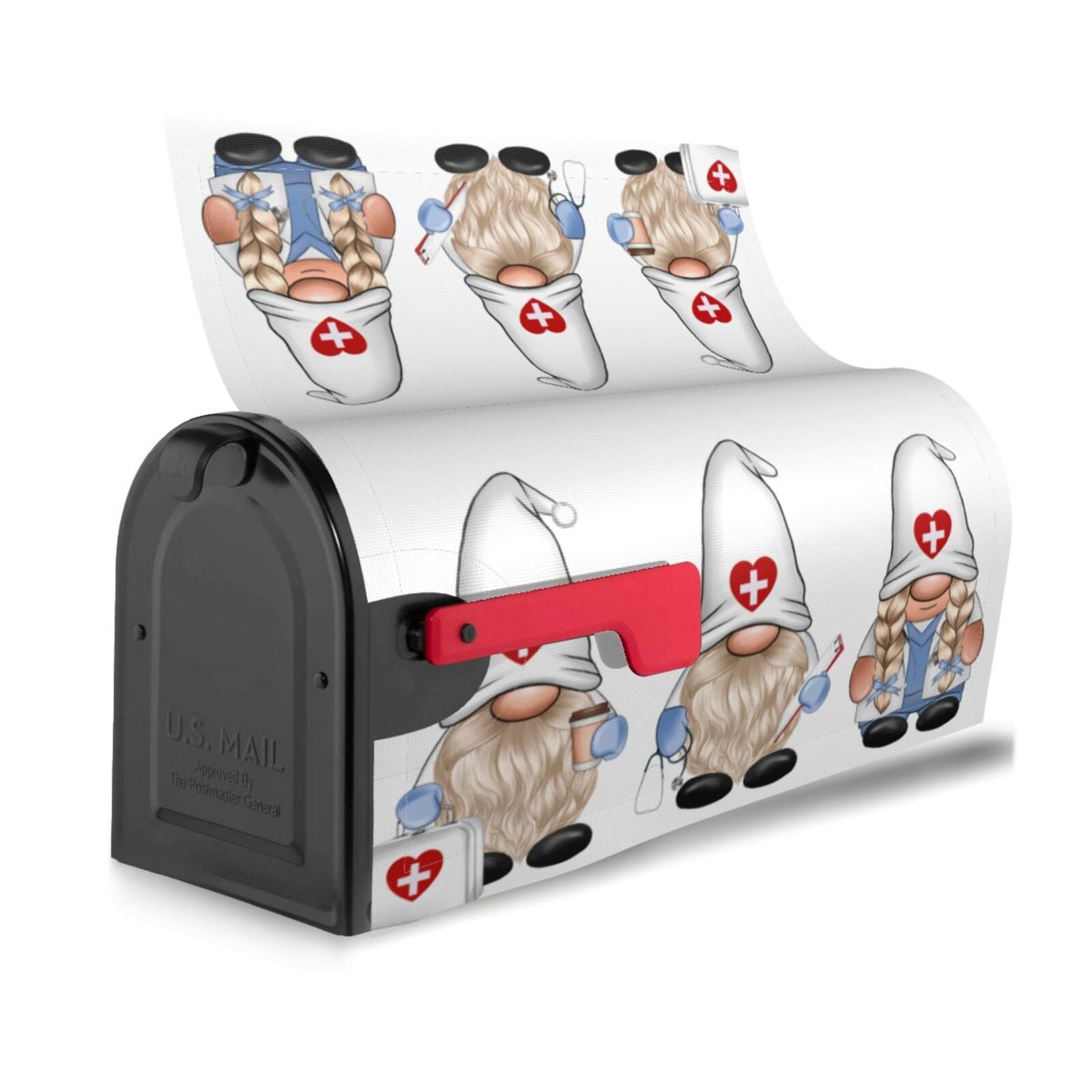 Logiee Nurse doctor gnome Print Post Letter Box Wrap Decor, Mailbox Cover Suitable for Standard Mailbox and Large Size Mailbox,Outdoor Yard Decoration-21x18 in