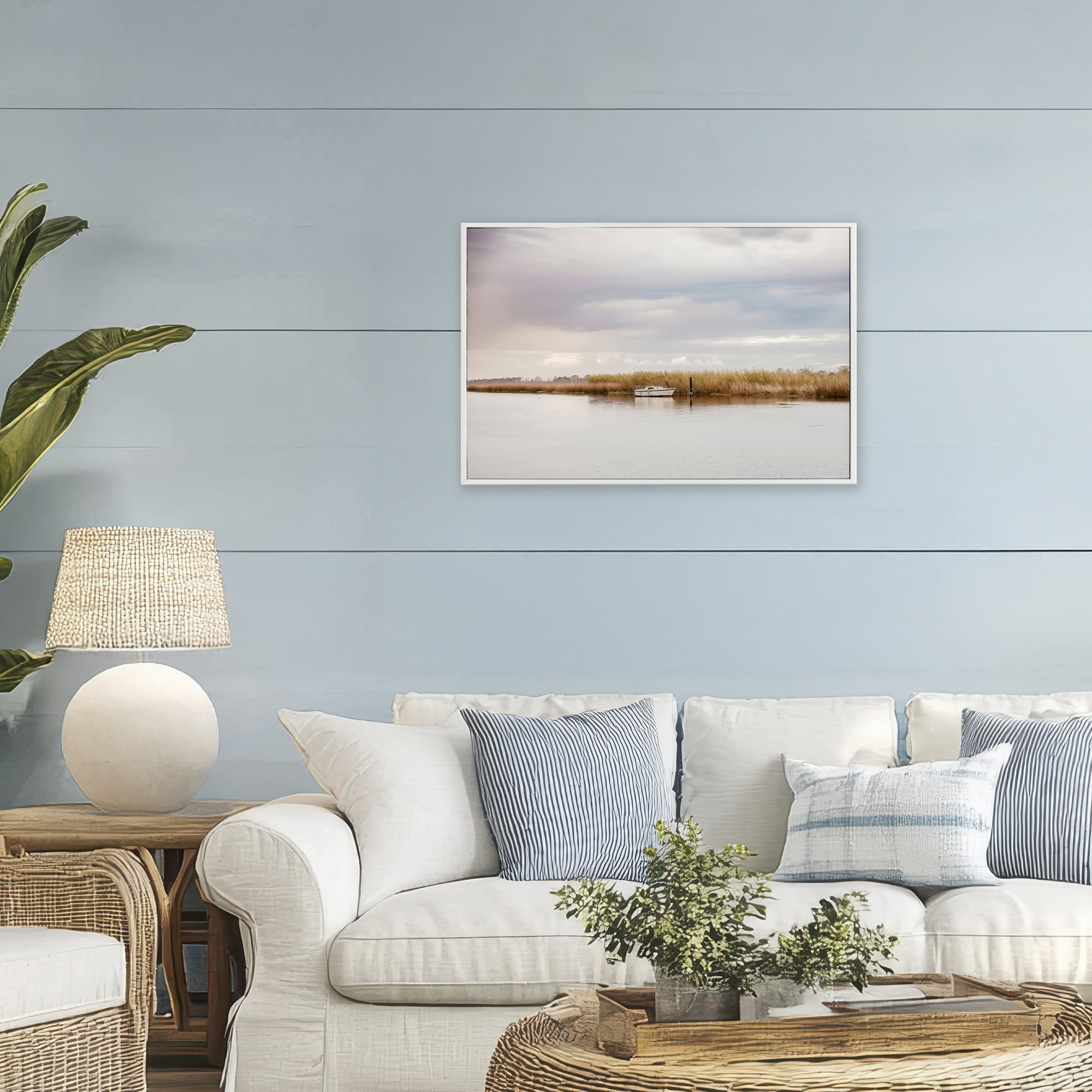 Stupell Industries Magical Mooring Landscape White Framed Giclee Art, design by Christy Berry