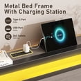 thumbnail image 3 of Bolvdo Twin Bed Frame with Headboard & Footboard, LED Light & Charging Station, Under-Bed Storage, Noise-Free, No Box Spring Needed, Easy Assembly, Rustic Gray, 3 of 8