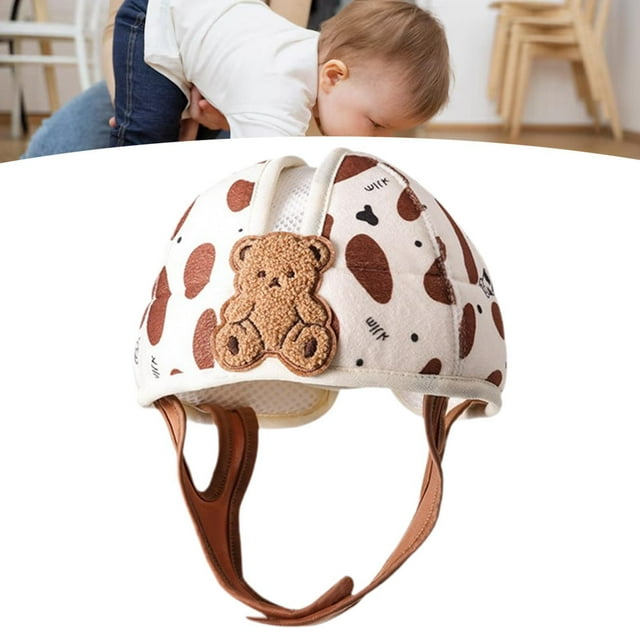Casco para bebé, gorro para bebé, sin golpes, relleno de esponja, ajustable, cómodo para caminar, gatear y proteger el sombrero para niños de 1 año. Oso