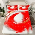 thumbnail image 2 of Erosebridal Ensemble de Draps Graffiti Simple, Ensemble de Literie Design Moderne Taille Simple, Ensemble de Draps Simple Rouge Blanc, Décoration de Chambre Ultra Douce, 3 Pcs, 2 of 7
