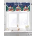 thumbnail image 2 of Christmas Gnomes Linen Curtain Valance for Bedroom/Bathroom/Kitchen/Office/Living/Dining Room Window,Xmas Tree Winter Snowflake Navy Blue Rod Pocket Topper Decorative Cafe Drapes Panel 42"x18", 2 of 6