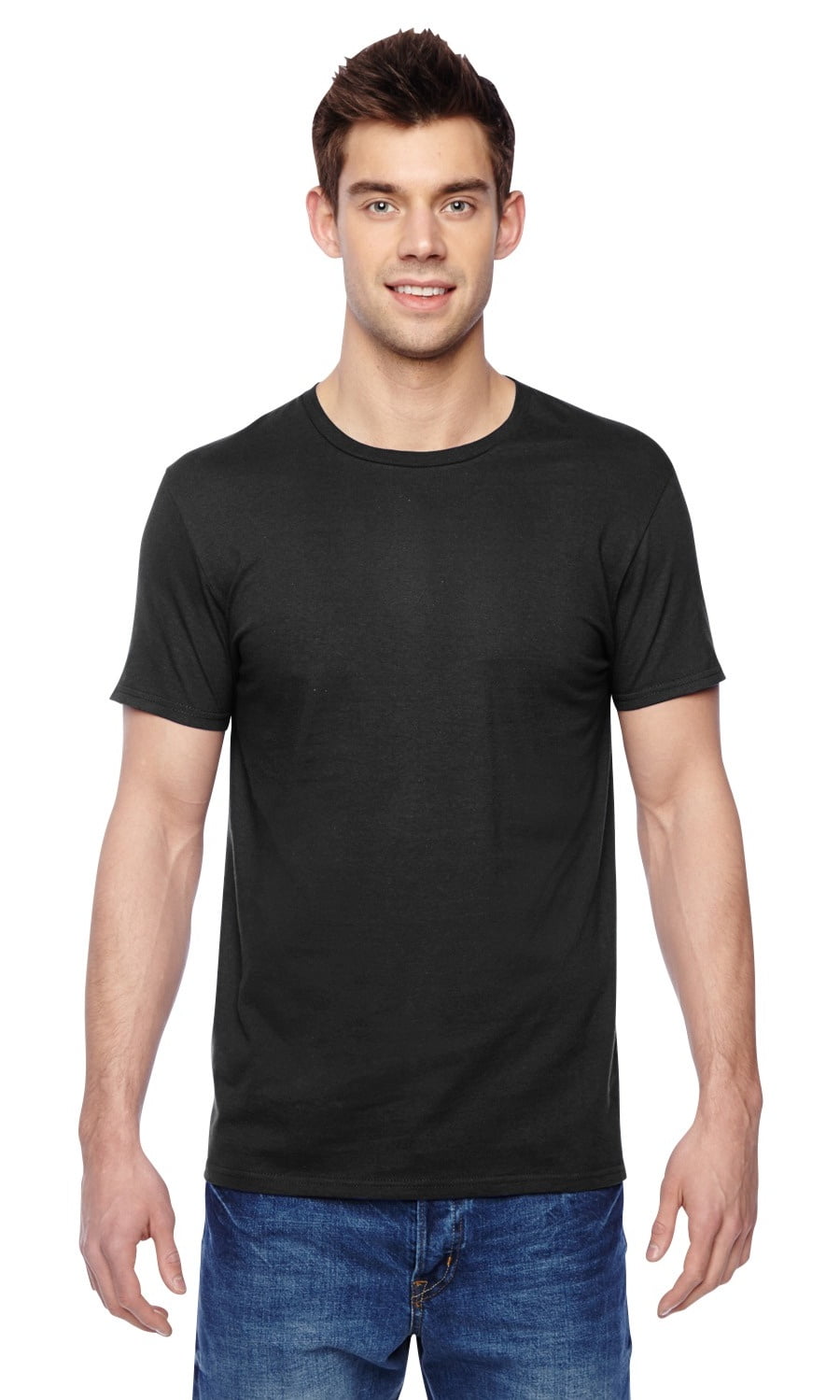 The Fruit of the Loom Adult 47 oz Sofspun Jersey Crew T-Shirt - BLACK ...