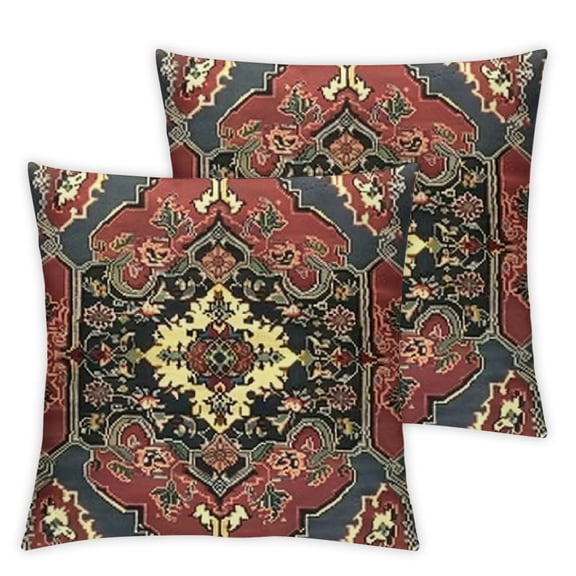 BANET Pillow Cover Geometric Western Red Throw Pillow Covers Christmas Farmhouse Decoration Pillowcase Square Cushion Cover for Bedroom Sofa Couch Home Decor (Pack of 2) 12x12in