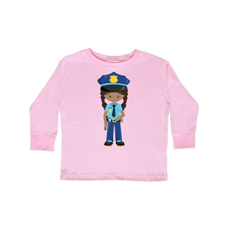 

Inktastic African American Girl Police Girl Police Uniform Gift Toddler Toddler Girl Long Sleeve T-Shirt