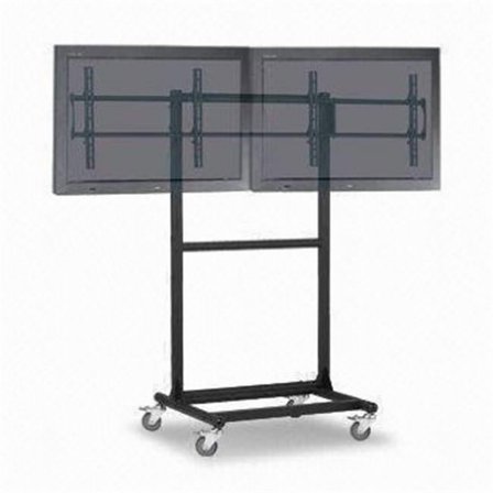 Adjustable Ergonomic Mobile Dual Tv Cart For 32-Inch To 46-Inch Tvs With 1 Shelf