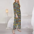 thumbnail image 4 of Kll Funny Construction Print Women'S Long Sleeve Pajamas With Pants Sleepwear Loungewear 2 Set-Small, 4 of 9