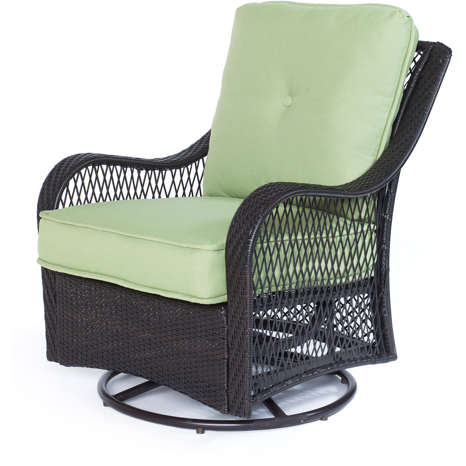 Hanover Orleans 5 Pcs Wicker and Steel Propane Fire Pit Chat Set, Avocado Green - image 2 of 9
