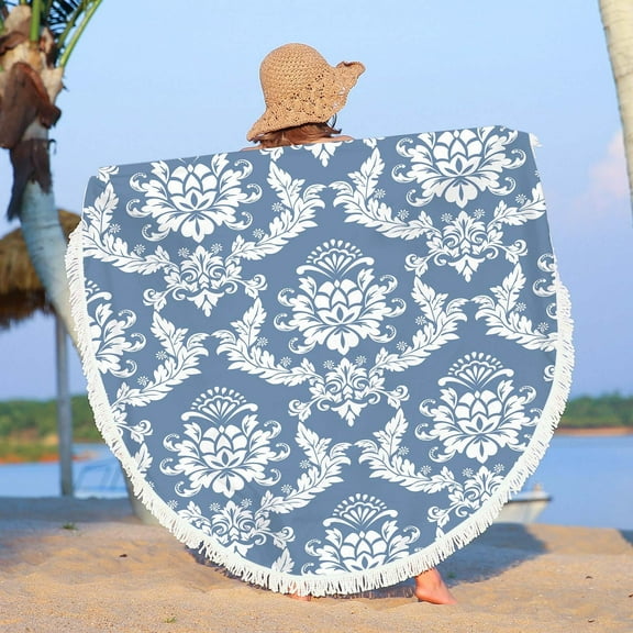 FNYOXU Beach Towel Round Printed Microfiber Beach Towel Super Lightweight Colorful Bath Towel Sandproof Beach Blanket Beach Mat Multi-Purpose Towel for Travel Swimming Pool, 61x61.02in