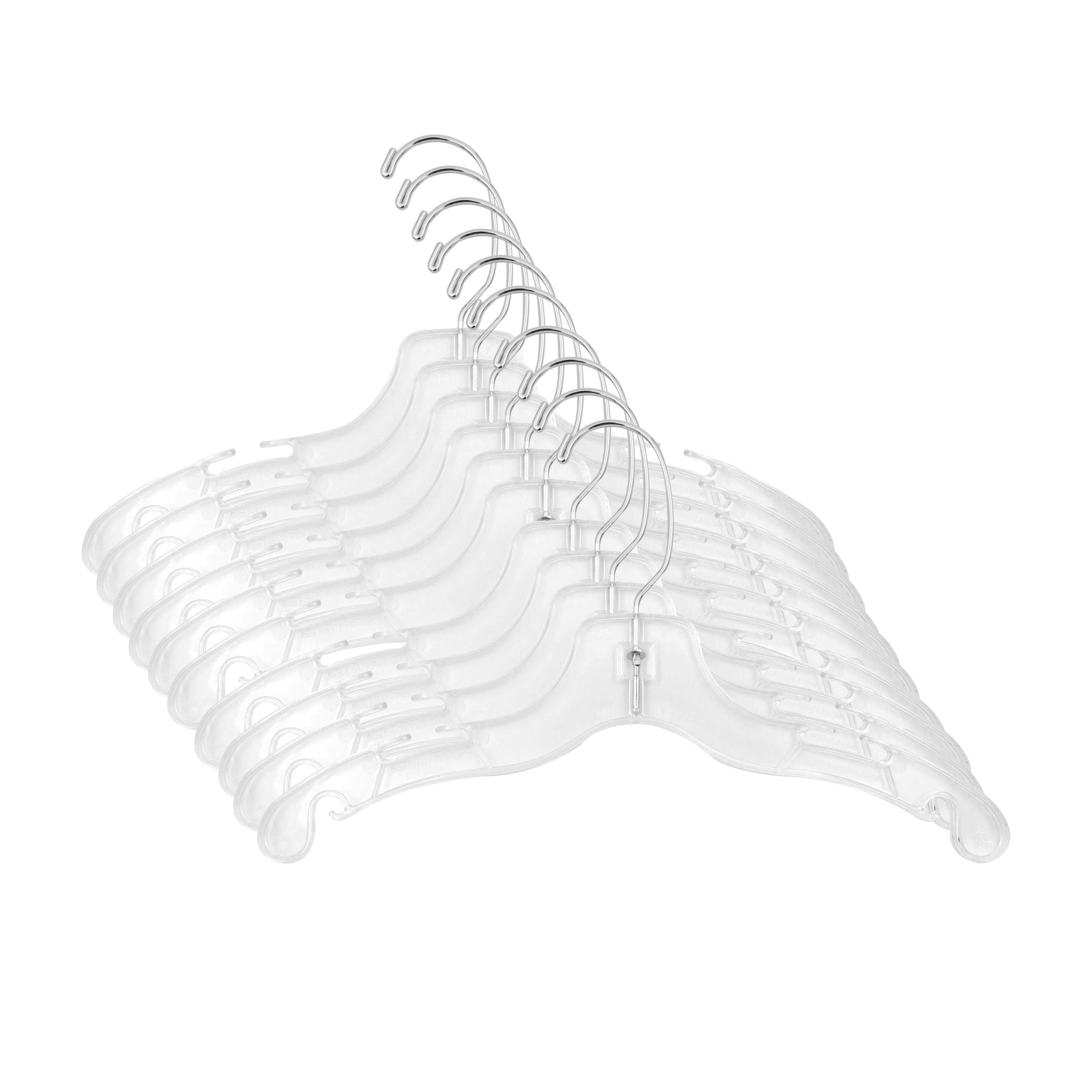 SSWBasics 12" Children's Plastic Hangers - Case of 100 - Clear Plastic Hangers with Swivel