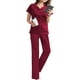 thumbnail image 1 of Scrubs Set For Women V Neck Short Sleeves Uniform With Pockets Non-sticky Hair Workwear For PetA Short Sleeved Suit Red2XL, 1 of 5