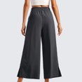 thumbnail image 5 of Women's Cropped Wide Leg Palazzo Pants High Waist Elastic Drawstring Casual Lightweight Trousers with Pockets Waisted Flowy Beach Trousers, 5 of 5