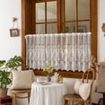 thumbnail image 4 of Faty-T 1 Panel White Lace Sheer Valances for Windows Farmhouse Floral Embroidered Rod Pocket Small Semi Sheer Window Curtains Treatment for Bedroom,Living Room,Kitchen,Basement,Cafe, 4 of 6
