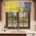 thumbnail image 6 of Yellow Grey Curtain Valances for Windows, Kitchen Valance Window Treatments Panel 2 Pack, Oil Painted Art Color Block Abstract Rod Pocket Short Curtains for Bathroom Bedroom 42 x 12 Inch, 6 of 8