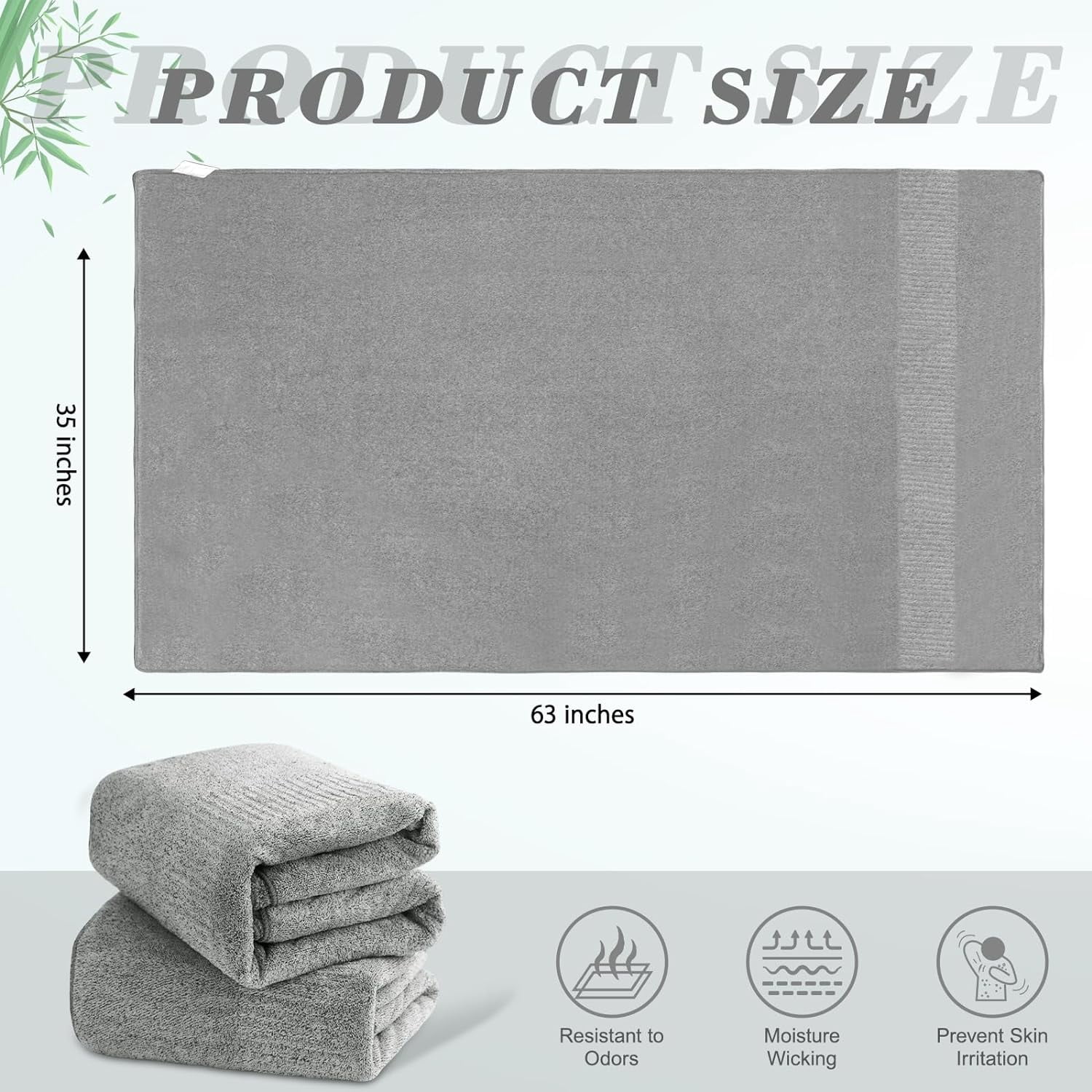 Bath Towels, Extra Absorbent & Quick Drying Towels for Bathroom, Viscose Made from Bamboo Soft Bath Sheet (35 x 63inch), Premium Towel 2 Count SEISSO