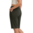 thumbnail image 5 of SwiftWear Women's Knee-Length Bermuda Shorts Yoga Walking Cotton Blend Shorts with Pockets Comfortable Stretch Casual Exercise Shorts​, 5 of 7