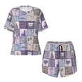 thumbnail image 4 of Naloa Lavender Flowers Women's Short-Sleeved Pajama Set, Loungewear, Summer pajamas, Breathable Cozy - XX-Large, 4 of 9