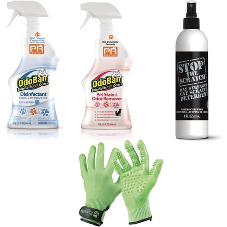 New Kitten Essentials 4-Piece Kit  Pet Care and Cleaning Supplies for Challenges Related to Scratching  Climbing  Litter Box Mishaps  Accident Cleanup  Shedding and Grooming