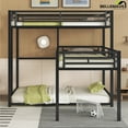 thumbnail image 3 of Bellemave Twin Over Twin over Twin Size Metal Bunk Bed L-shaped Triple Bunk Bed Frame with 2 Ladders and Guardrails Twin Floor Bunk Beds for Teens (Black - L-shaped), 3 of 11