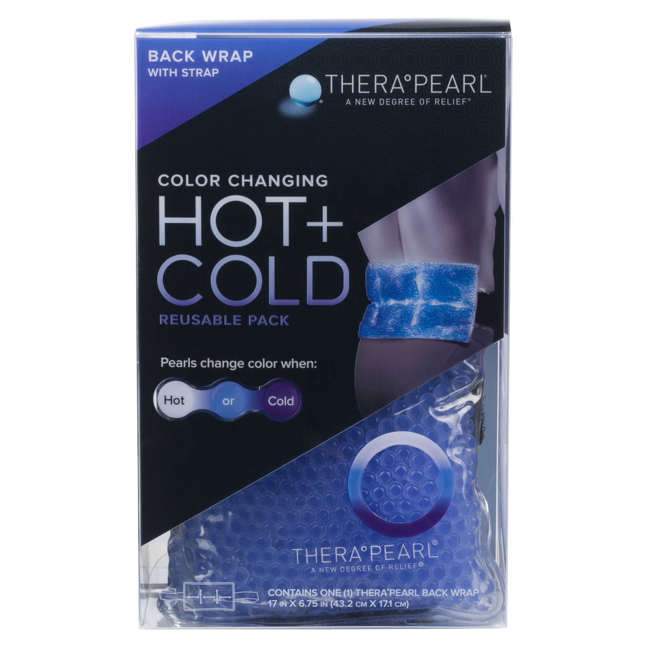 (2 pack) TheraPearl Back Wrap with Strap, Color Changing Hot + Cold Reusable Pack