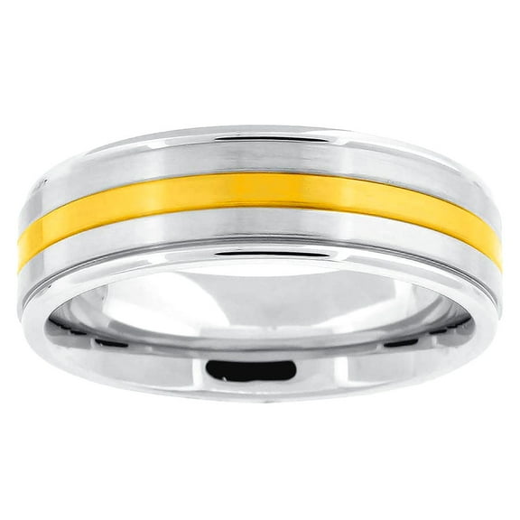 Stainless Steel Mens Two-tone Brushed Comfort-fit Fashion Band Ring� Size 9 Wedding Band for Men