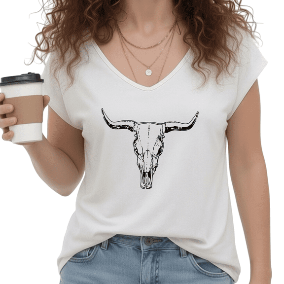 UNISHE Women's Minimal Retro Western Skull White V-Neck Sleeveless T-Shirt S-5XL Boho Casual Tank Top